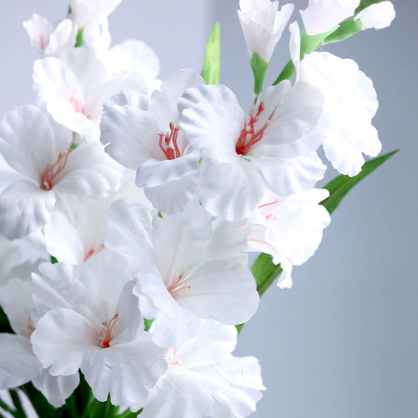 3 Bushes | 36inch White Gladiolus Flower Spray, Long Stem Artificial Flowers#whtbkgd