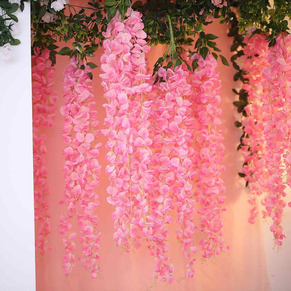 42" Pink Artificial Wisteria Vine - Silk Hanging Flower Garland