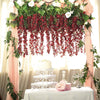 5 Bushes - 44" Artificial Wisteria Vine - Ratta Silk Hanging Flower Garland - Burgundy