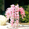 5 Bushes - 44" Artificial Wisteria Vine - Ratta Silk Hanging Flower Garland - Pink#whtbkgd