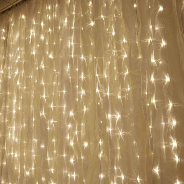 600 LED Lights BIG Wedding Party Photography Organza Curtain Backdrop - Warm White - 20FT x 10FT