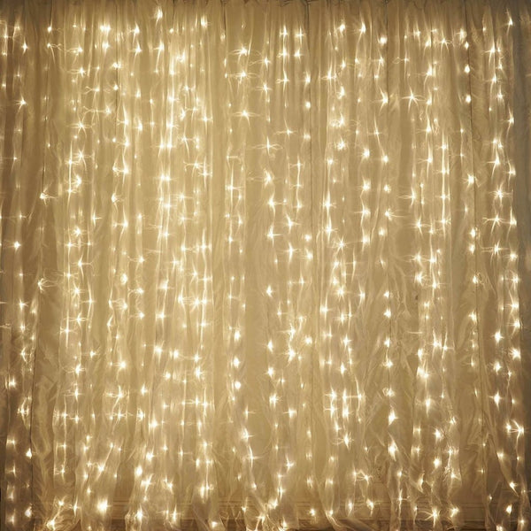 600 LED Lights BIG Wedding Party Photography Organza Curtain Backdrop - Warm White - 20FT x 10FT