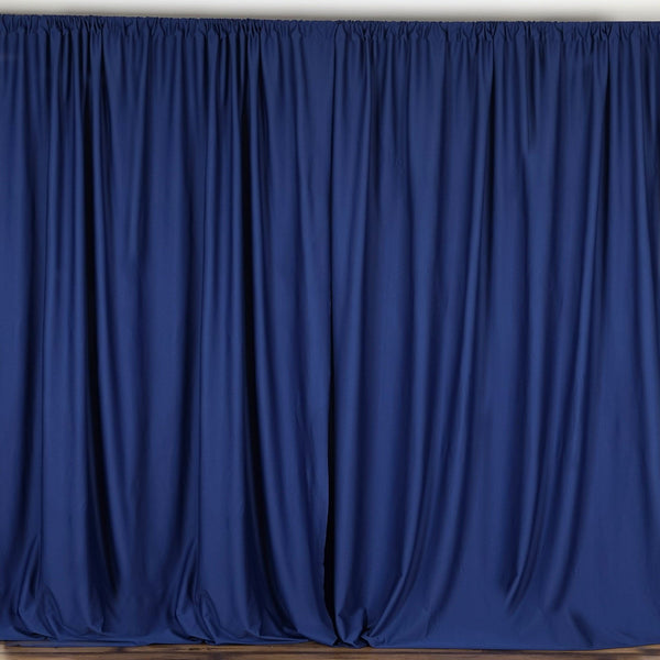 Set Of 2 Navy Fire Retardant Polyester Curtain Panel Backdrops Window Treatment With Rod Pockets - 5FTx10FT