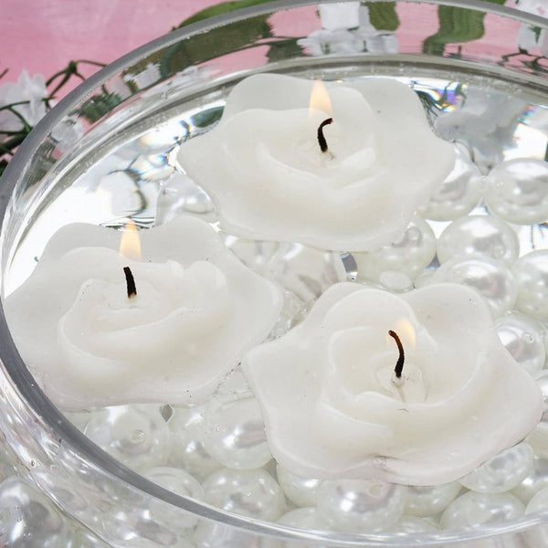 4 PCS White Rose Floating Candles Wedding Birthday Party Centerpiece Decor
