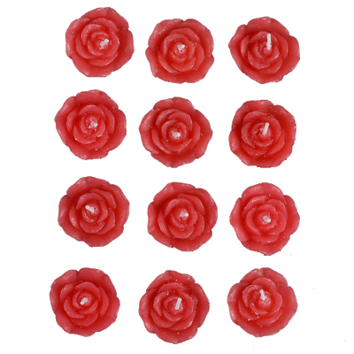 12 PCS Red Rose Mini Floating Candles Wedding Birthday Party Centerpiece Decor