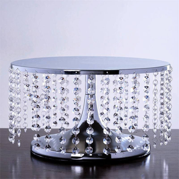 Breathtaking Crystal Pendants Metal Chandelier Wedding Cake Stand - 7.5" Tall