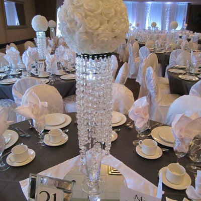 22" Tall Flower Stand Crystal Pendants Chandelier Wedding Centerpiece