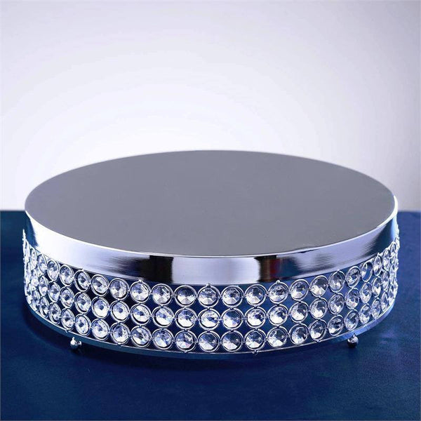 Fancy Beaded Crystal Metal Riser Cake Stand - 13.5" Diameter