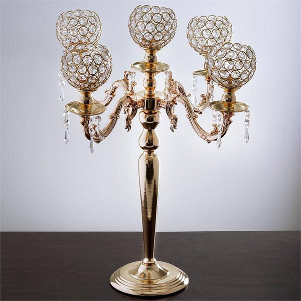 Candelabra Chandelier Crystal Votive Candle Holder Wedding Centerpiece - 25" Tall