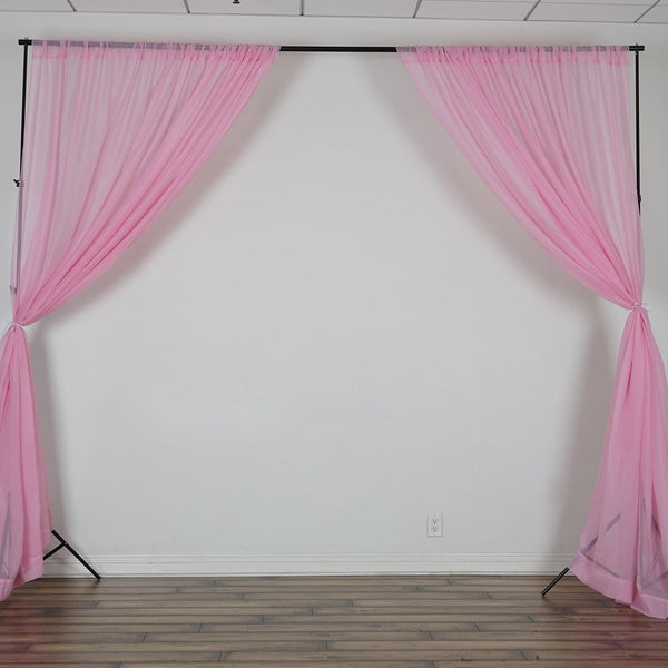Set Of 2 Pink Fire Retardant Sheer Organza Premium Curtain Panel Backdrops Window Treatment With Rod Pockets - 5FTx10FT