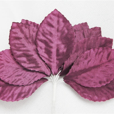 144 Eggplant Satin Corsage and Boutonniere Wired Craft Leafs DIY Wedding Projects