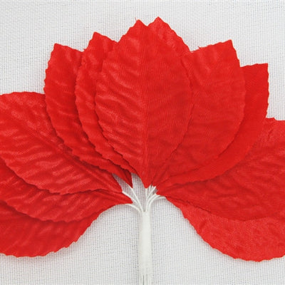 144 Red Satin Corsage and Boutonniere Wired Craft Leafs DIY Wedding Projects