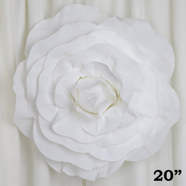 20" Large Foam Rose Backdrop Wall Decor - White - 2 pcs