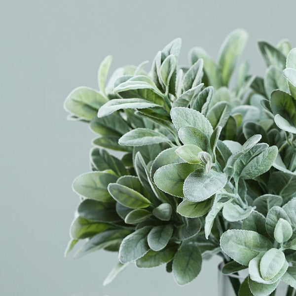 Pack of 2 | 24 inch Artificial Flocked Lamb Ear, Greenery Leaf Spray