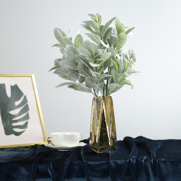 Pack of 2 | 24inches Frosted Green Artificial Flocked Lambs Ear Leaf Spray