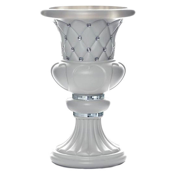 2 Pack | 18" Tall White PVC | 10mm Crystal Studded Italian Inspired | Pedestal Column Plant Stand Pot