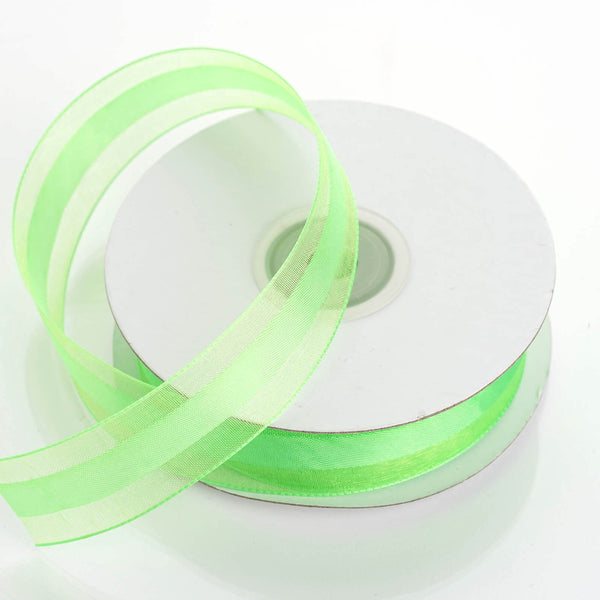 7/8" x 25 Yards Organza Ribbon With Satin Center - Apple Green