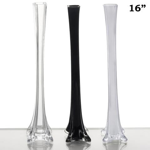 12 Pack  16 White Glass Flower Eiffel Tower Vases