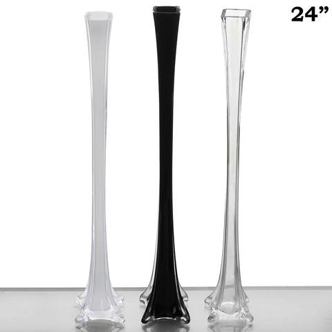 12 Pack | 24'' Clear Eiffel Tower Glass Flower Vase