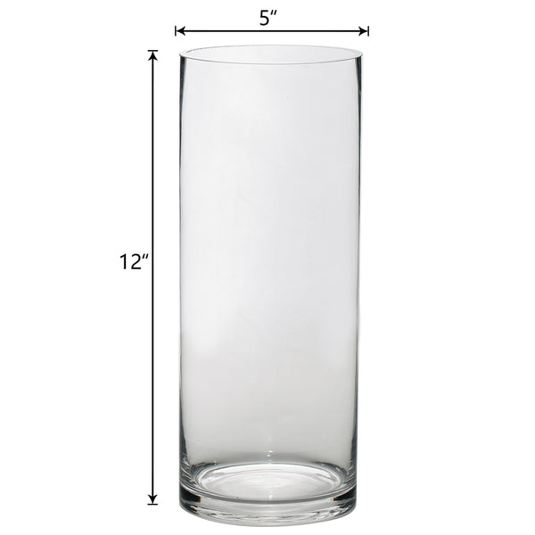 12" Cylinder Glass Centerpiece Vase - 6/Set