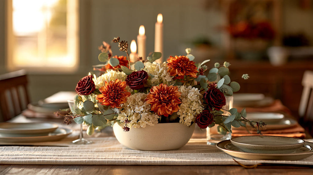 DIY Thanksgiving Centerpieces with Artificial Flowers