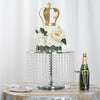 12" Round Metal Pedestal Riser, Dessert Display Stand With 42 Acrylic Crystal Chains