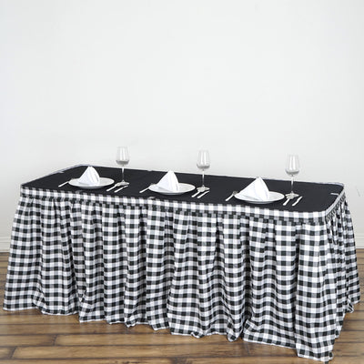 Checkered Table Skirt | 17FT | Buffalo Plaid Gingham Polyester Table Skirts