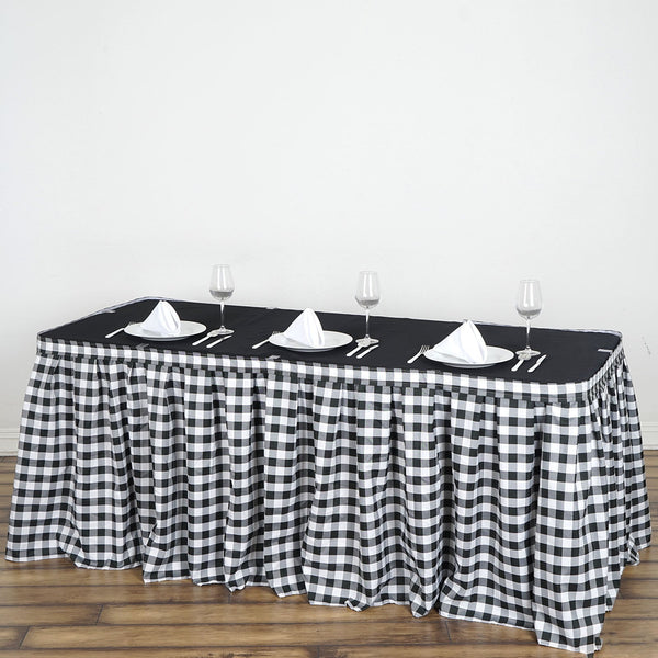 Checkered Table Skirt | 17FT | Buffalo Plaid Gingham Polyester Table Skirts