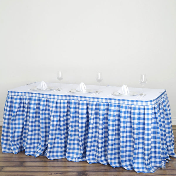 Checkered Table Skirt | 17FT | Buffalo Plaid Gingham Polyester Table Skirts