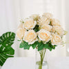 2 Bushes Cream Silk Rose Bouquets – Real Touch Long Stem Artificial Flowers 18"