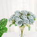 2 Bushes Dusty Blue Silk Rose Bouquets – Real Touch Long Stem Artificial Flowers 18"