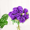 2 Bushes Purple Silk Rose Bouquets – Real Touch Long Stem Artificial Flowers 18"
