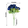 2 Bushes Navy Blue Silk Rose Bouquets – Real Touch Long Stem Artificial Flowers 18"
