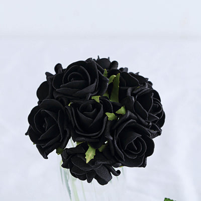 24 Roses | 2" Artificial Foam Flowers With Flexible Stem & Leaves