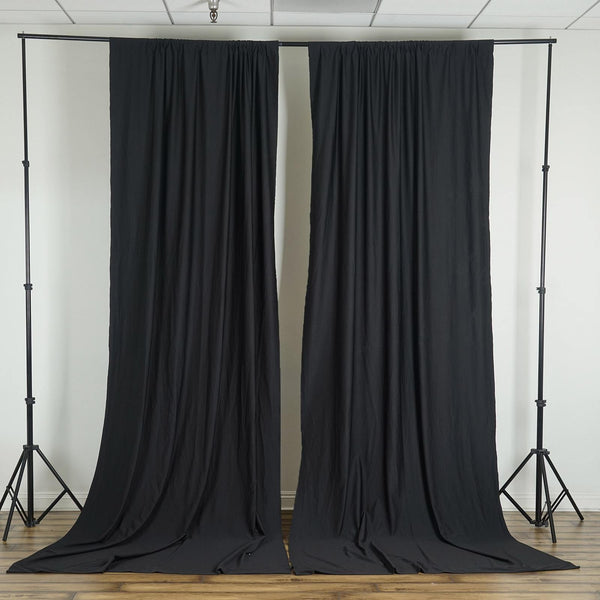2 Pack | Fire Retardant Polyester Curtain Panel Backdrops With Rod Pockets - 10ftx10ft