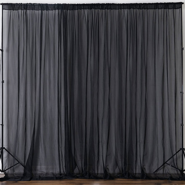 Pack of 2 | 5ft x 10ft Fire Retardant Sheer Organza Premium Curtain Panel Backdrops With Rod Pockets