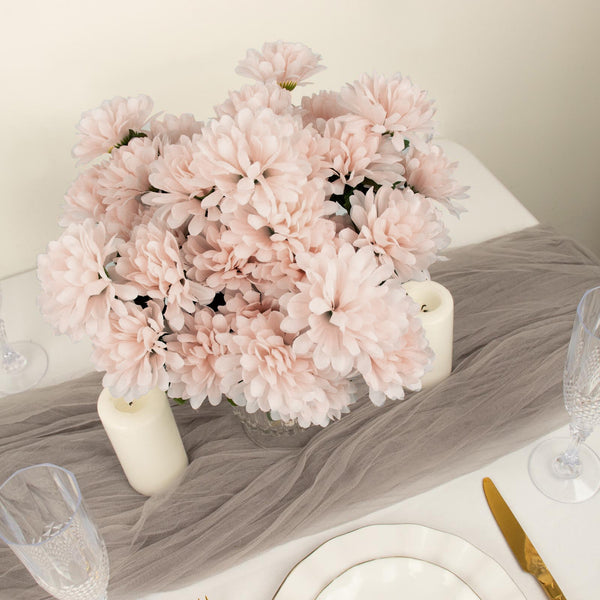 12 Bushes | Artificial Chrysanthemum Bouquet, Faux Mums Floral Centerpiece Decor