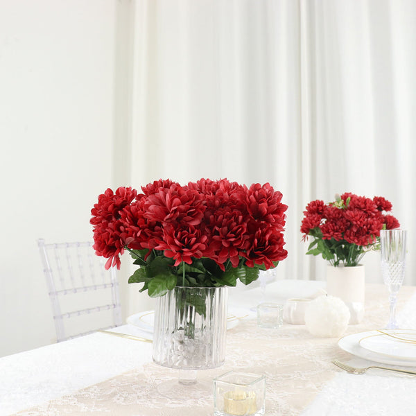 12 Bushes | Artificial Chrysanthemum Bouquet, Faux Mums Floral Centerpiece Decor