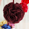 2 Pack | 7" Artificial Silk Rose Kissing Ball, Faux Flower Ball