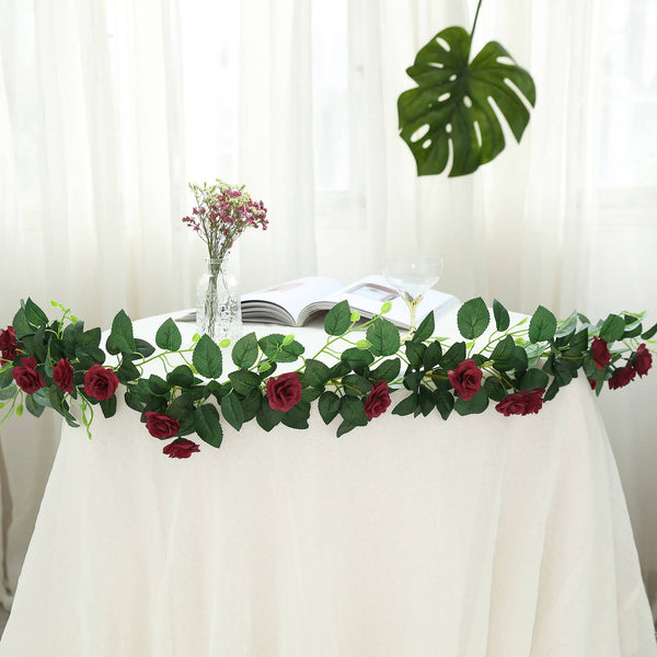 6ft | 20 Artificial Silk Roses Flower Garland, Hanging Vine