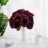 12" Artificial Velvet-Like Fabric Rose Flower Bouquet Bush