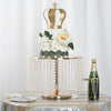 12" Round Metal Pedestal Riser, Dessert Display Stand With 42 Acrylic Crystal Chains