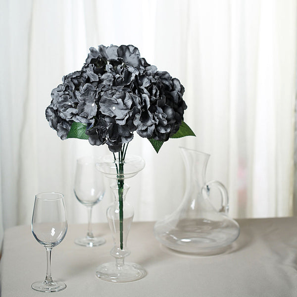 5 Bushes | Artificial Silk Hydrangea Flowers, Faux Bouquets