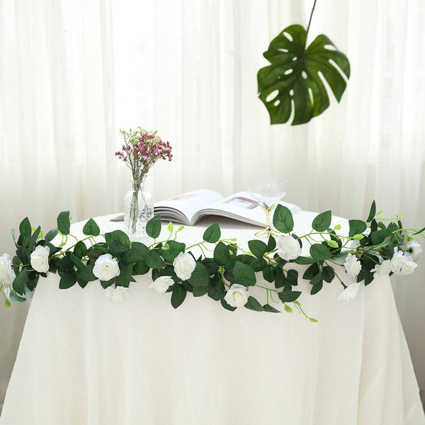 6ft | 20 Artificial Silk Roses Flower Garland, Hanging Vine