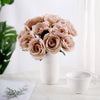 12" Artificial Velvet-Like Fabric Rose Flower Bouquet Bush