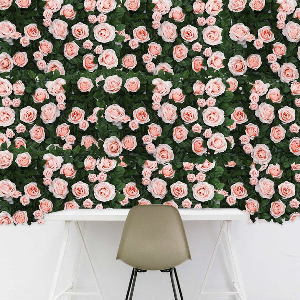 3 Sq ft. | Easy-Install Silk Rose Flower Mat, Home Accent Wall Panel Backdrop