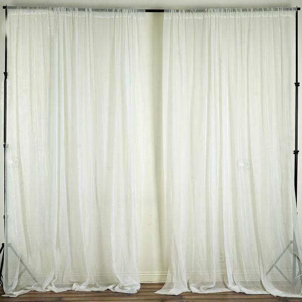 Pack of 2 | 5ft x 10ft Fire Retardant Sheer Organza Premium Curtain Panel Backdrops With Rod Pockets