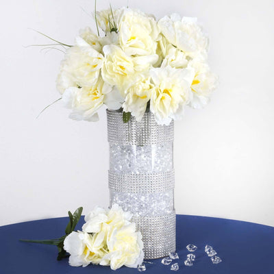 12 Bushes | Silk Peonies Bouquet, Artificial Flower Arrangements