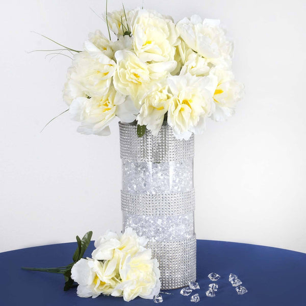 12 Bushes | Silk Peonies Bouquet, Artificial Flower Arrangements