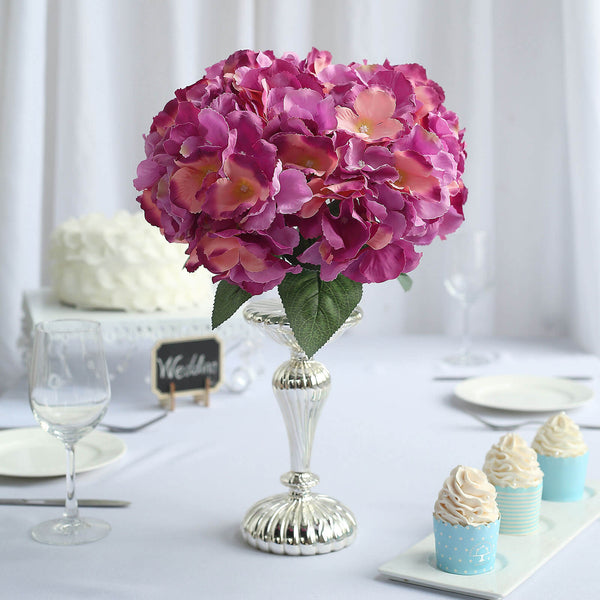 5 Bushes | Artificial Silk Hydrangea Flowers, Faux Bouquets